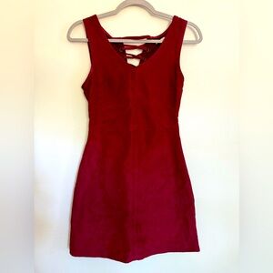 HOLLISTER Faux Suede Sleeveless Lace Up Dress - Women's Size 00 - Rust Red